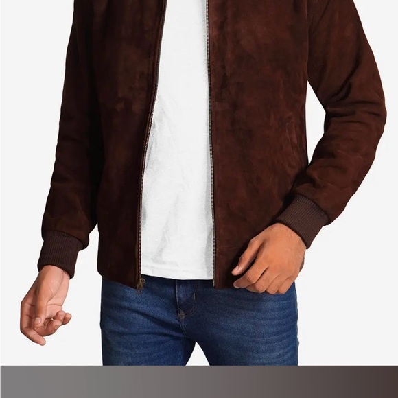 Brown 100% leather bomber jacket. Like New. Size XS - Picture 4 of 6